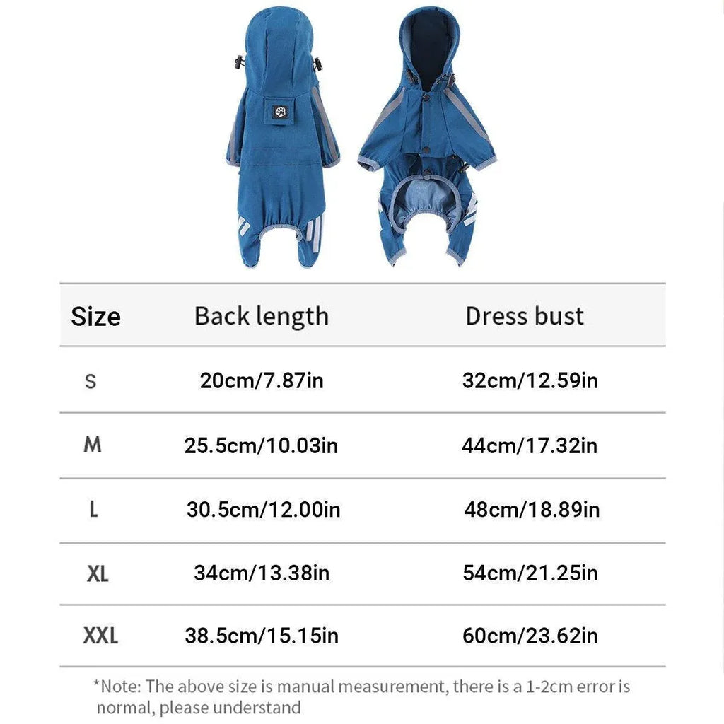 Waterproof Four Corner Pet Raincoats In Large Medium And Small Sizes