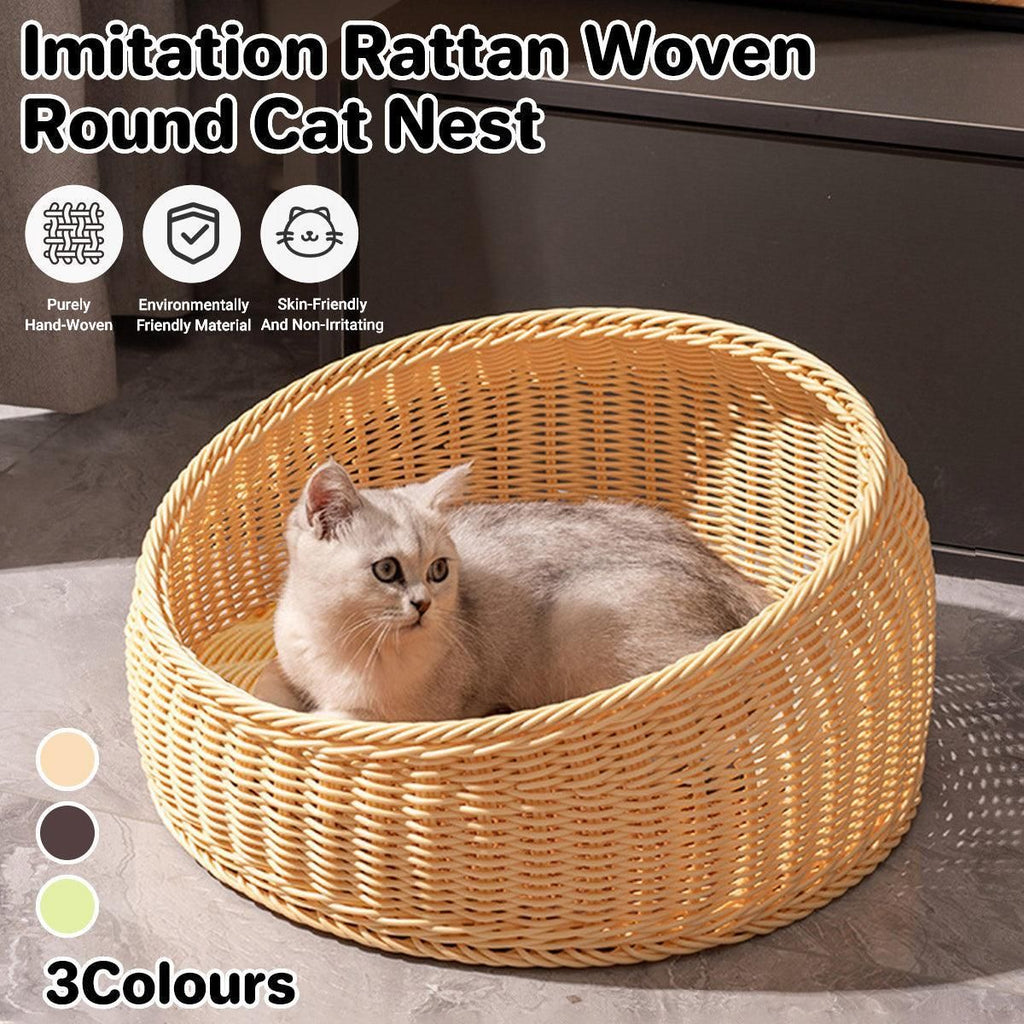 Rattan Cat Nest Four Seasons Open Cat House Summer Bed