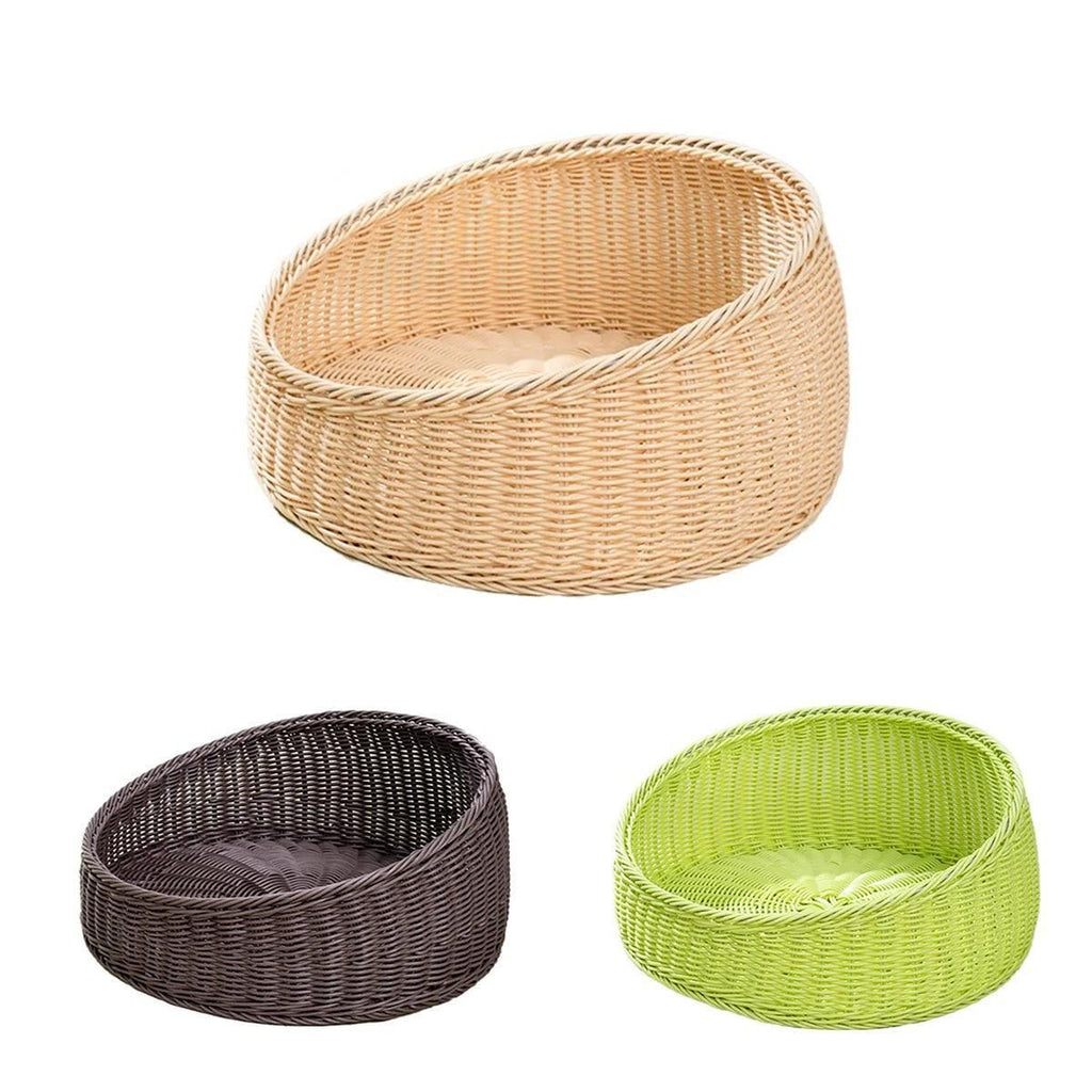 Rattan Cat Nest Four Seasons Open Cat House Summer Bed