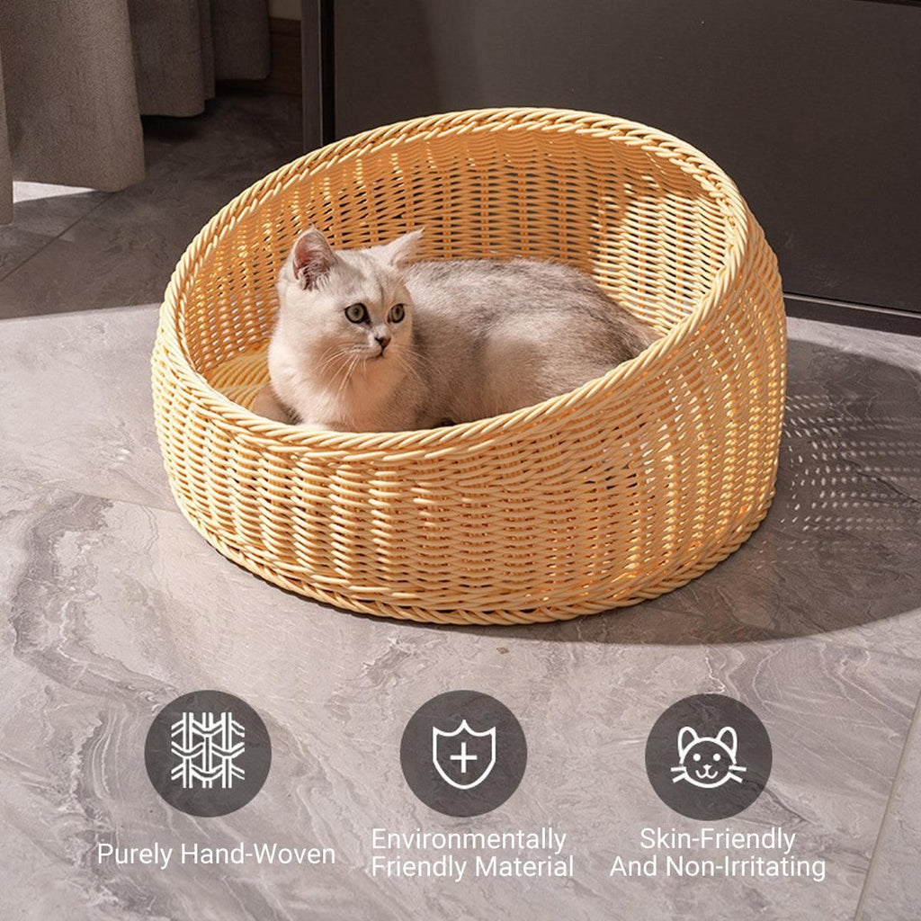 Rattan Cat Nest Four Seasons Open Cat House Summer Bed