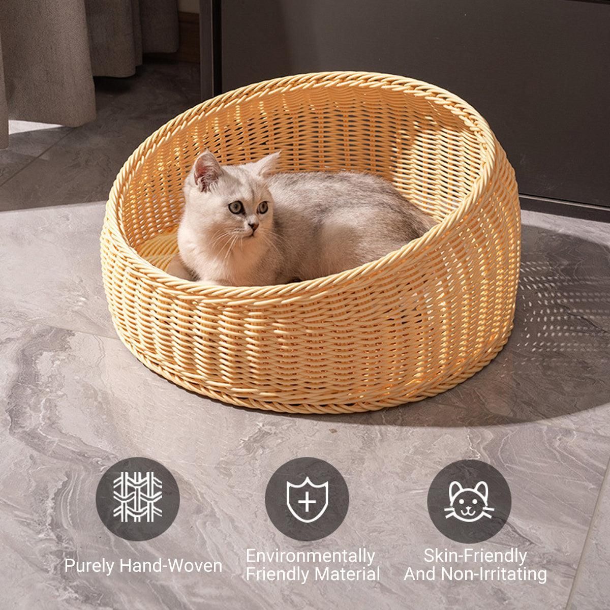 Rattan Cat Nest Four Seasons Open Cat House Summer Bed