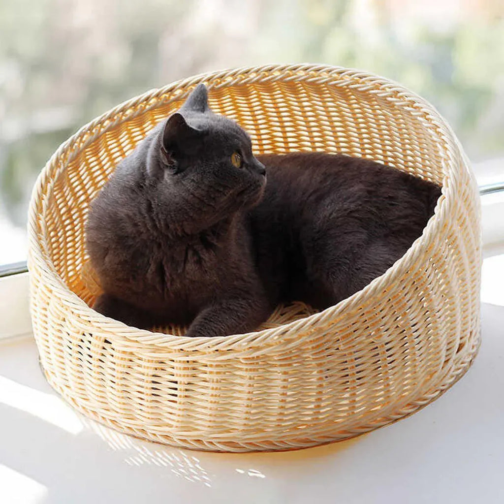 Rattan Cat Nest Four Seasons Open Cat House Summer Bed