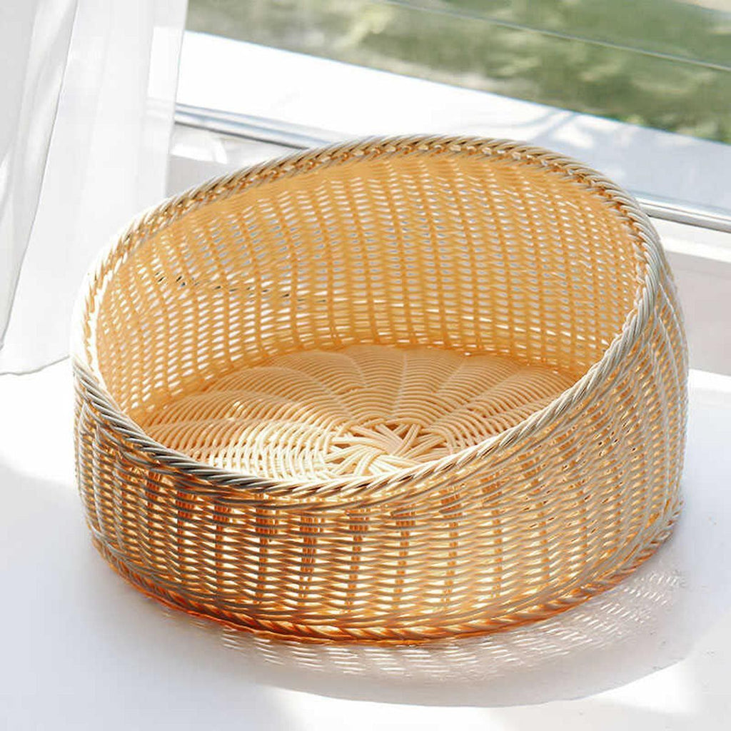 Rattan Cat Nest Four Seasons Open Cat House Summer Bed