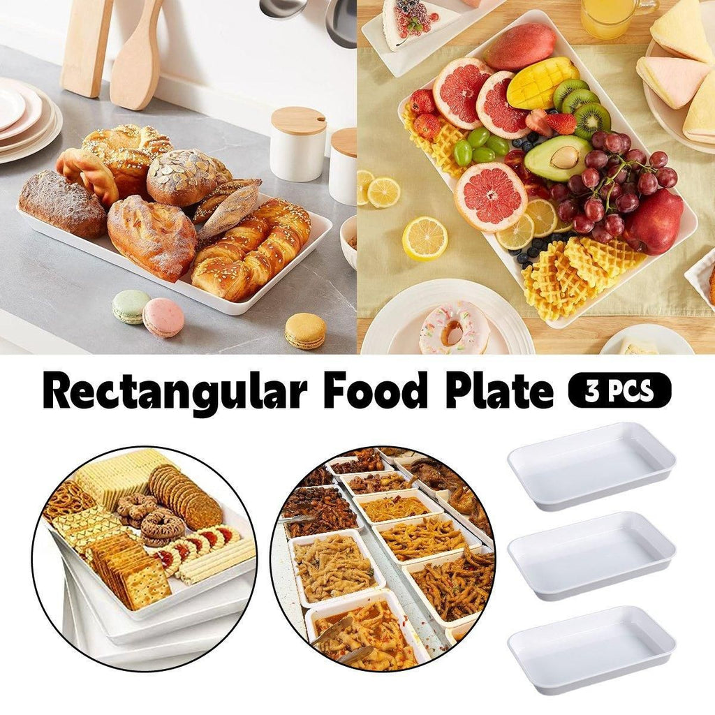 White Plastic Rectangular Deli Serving Trays, Set of 3