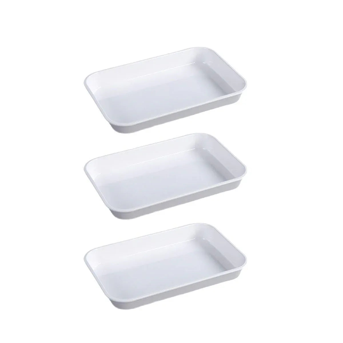 White Plastic Rectangular Deli Serving Trays, Set of 3