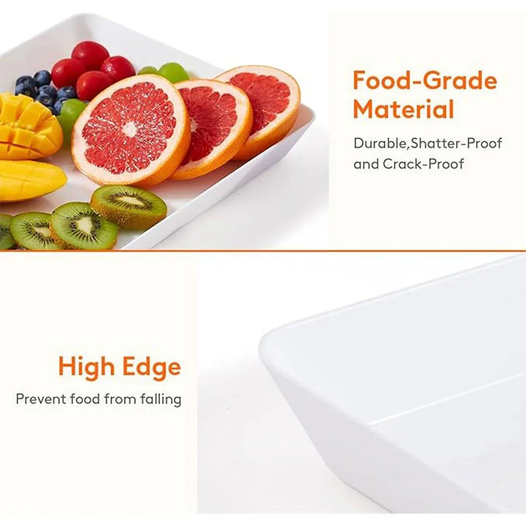 White Plastic Rectangular Deli Serving Trays, Set of 3