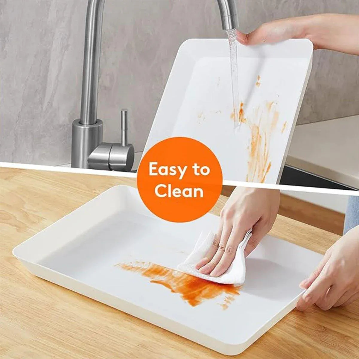 White Plastic Rectangular Deli Serving Trays, Set of 3