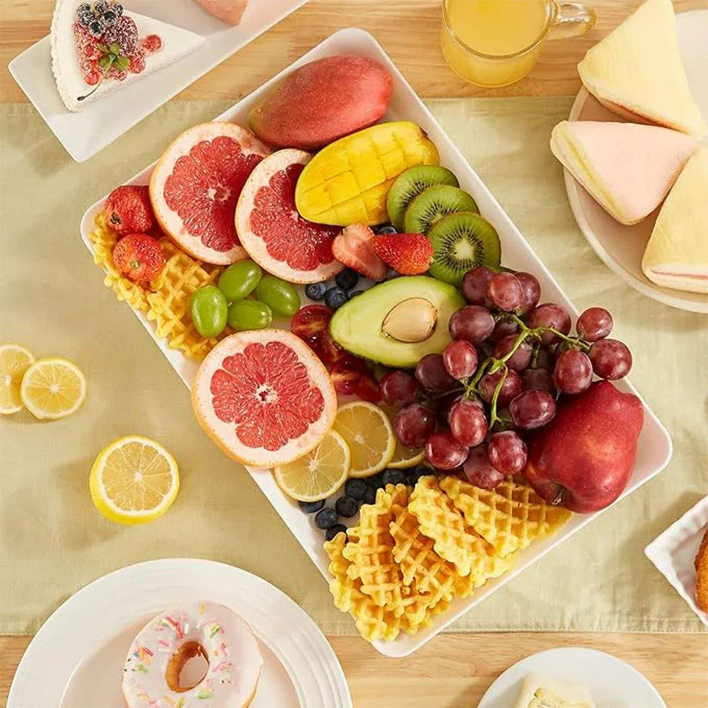 White Plastic Rectangular Deli Serving Trays, Set of 3