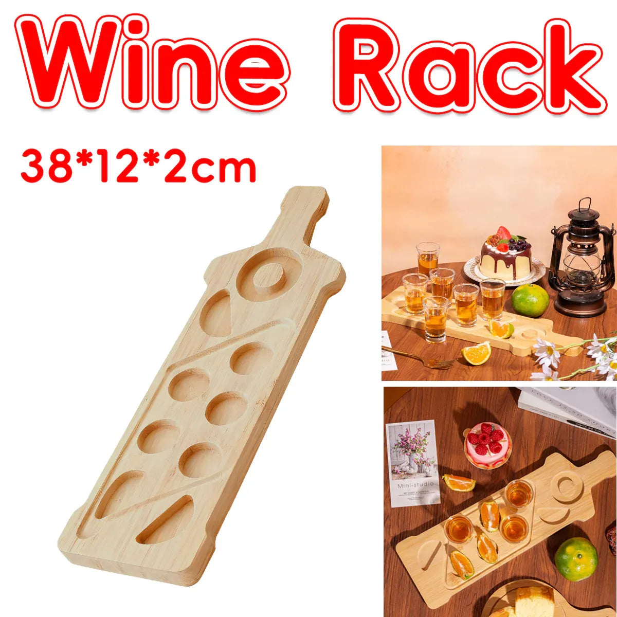 Bamboo Glass and Condiment Serving Rack