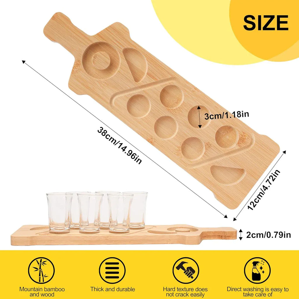 Bamboo Glass and Condiment Serving Rack