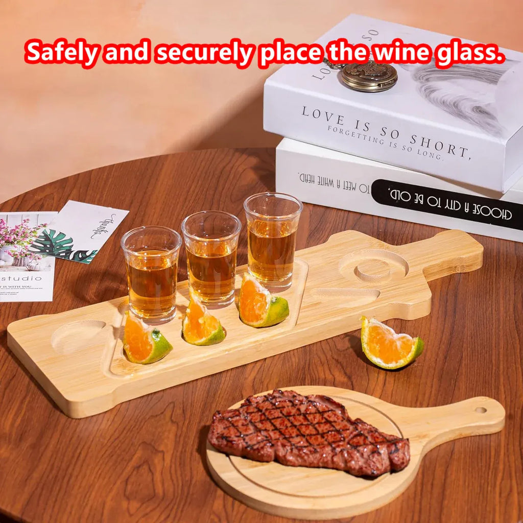 Bamboo Glass and Condiment Serving Rack