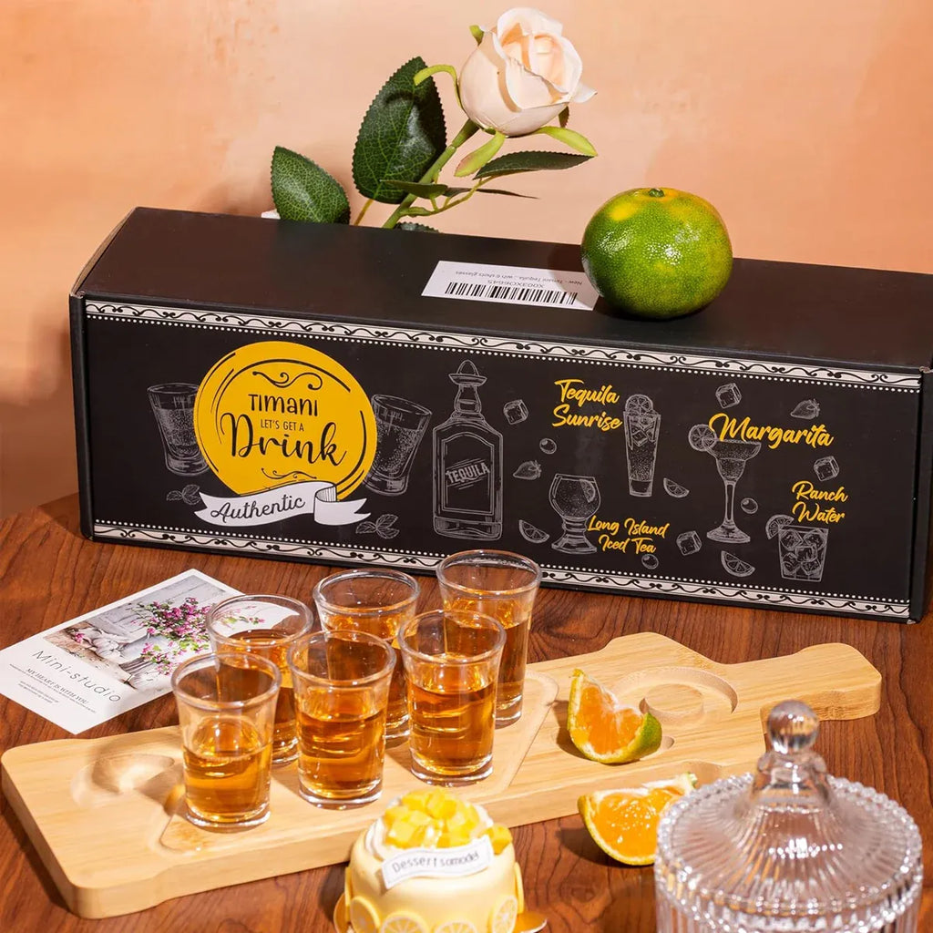 Bamboo Glass and Condiment Serving Rack