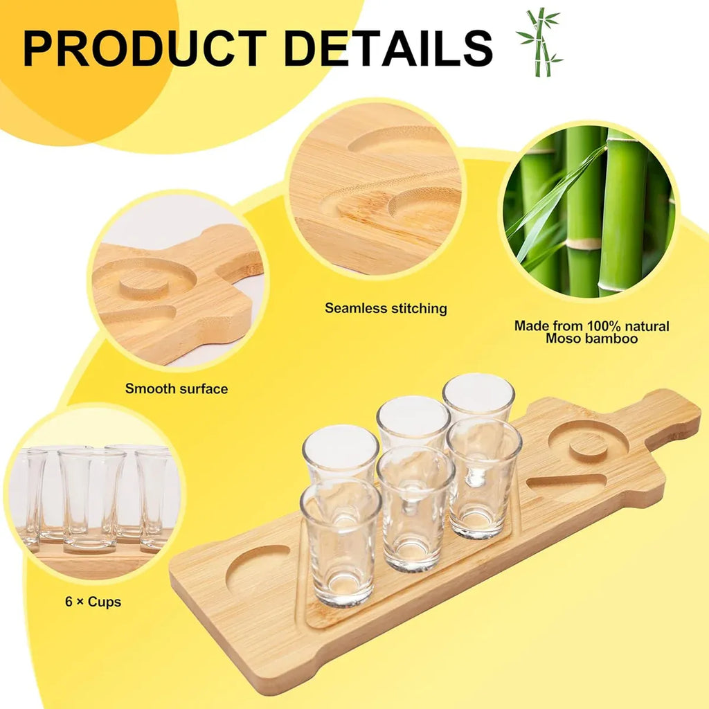 Bamboo Glass and Condiment Serving Rack