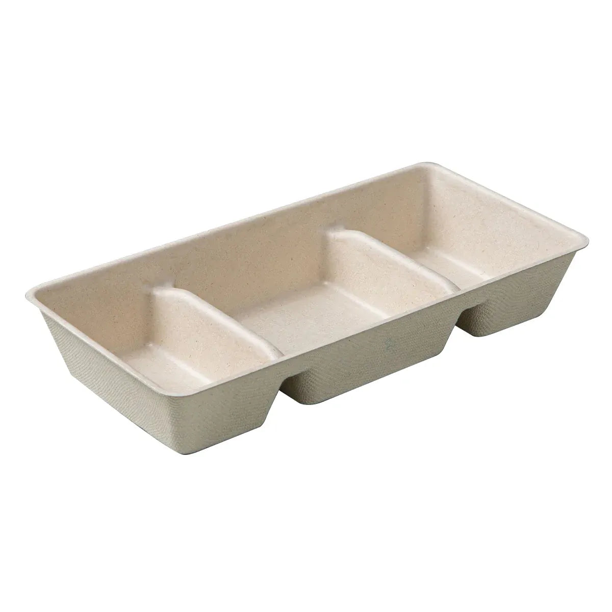 Three-Compartment Pulp Dip Boxes, 21 x 11 cm, 30 Pack, Kraft