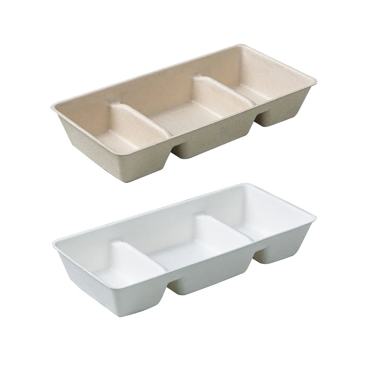 Three-Compartment Pulp Dip Boxes, 21 x 11 cm, 30 Pack