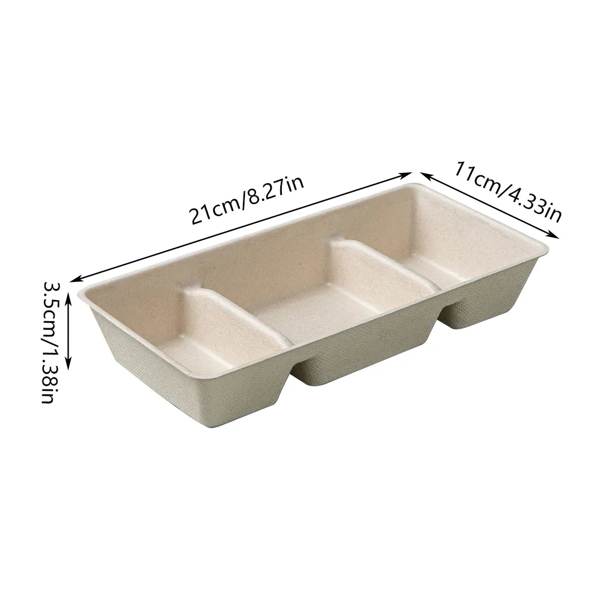 Three-Compartment Pulp Dip Boxes, 21 x 11 cm, 30 Pack