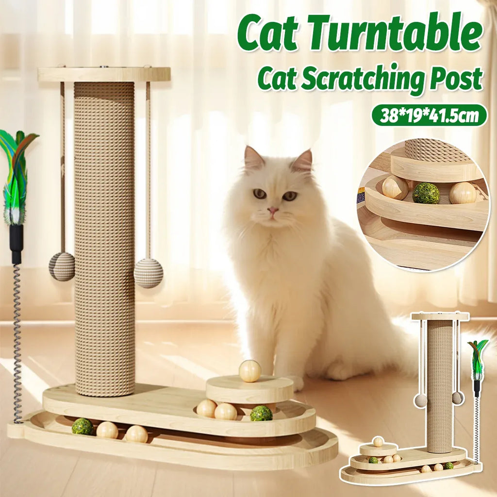 1-Piece Cat Scratching Post with Turntable Toy
