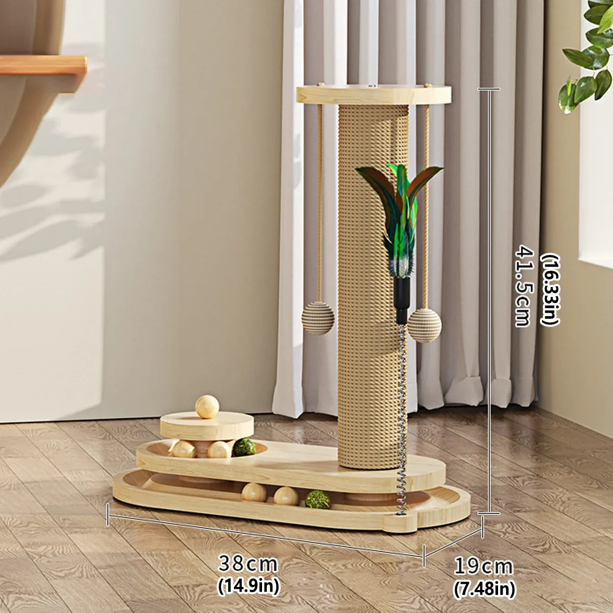 1-Piece Cat Scratching Post with Turntable Toy