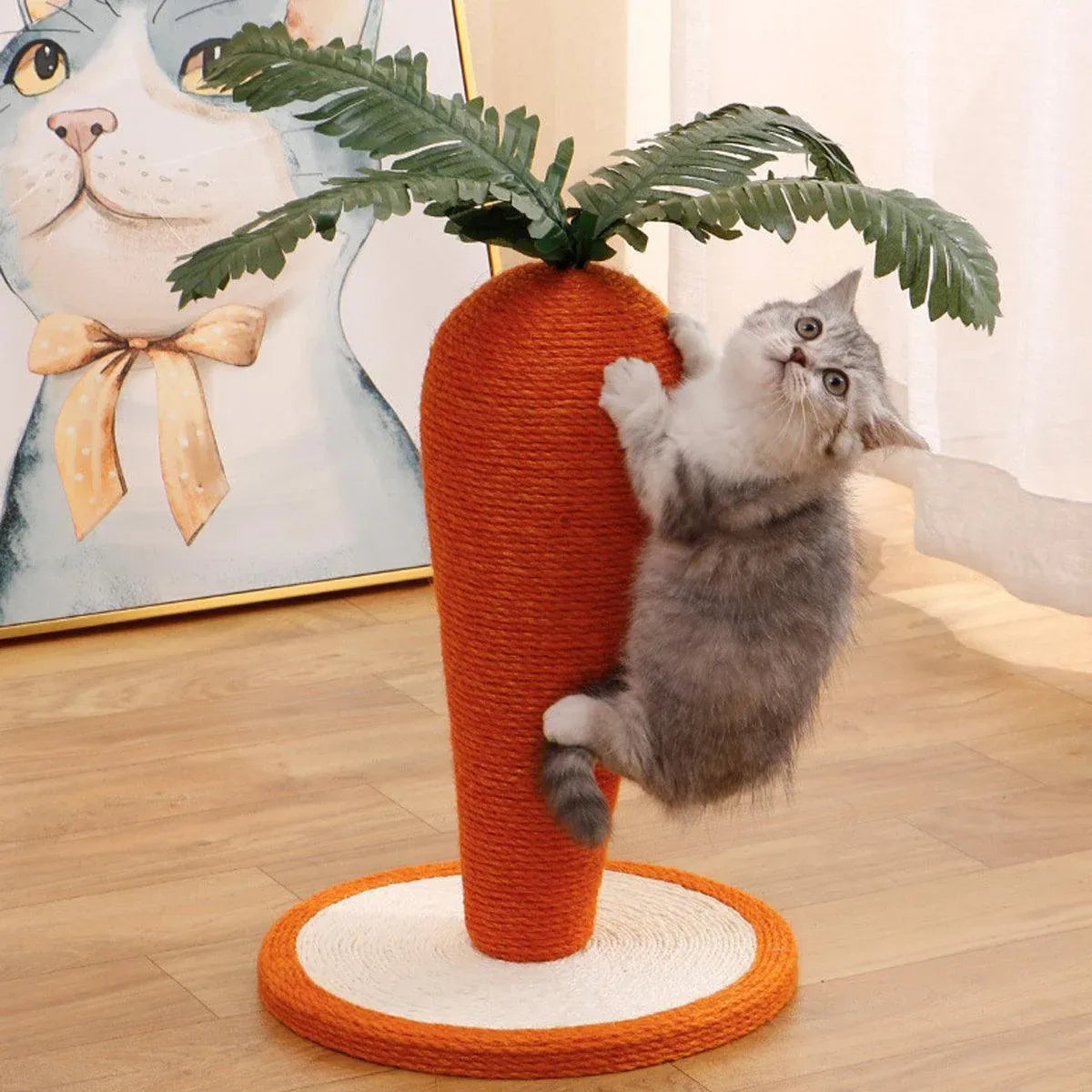 Carrot Cat Scratching Post Vertical Climbing Frame Interactive Toy