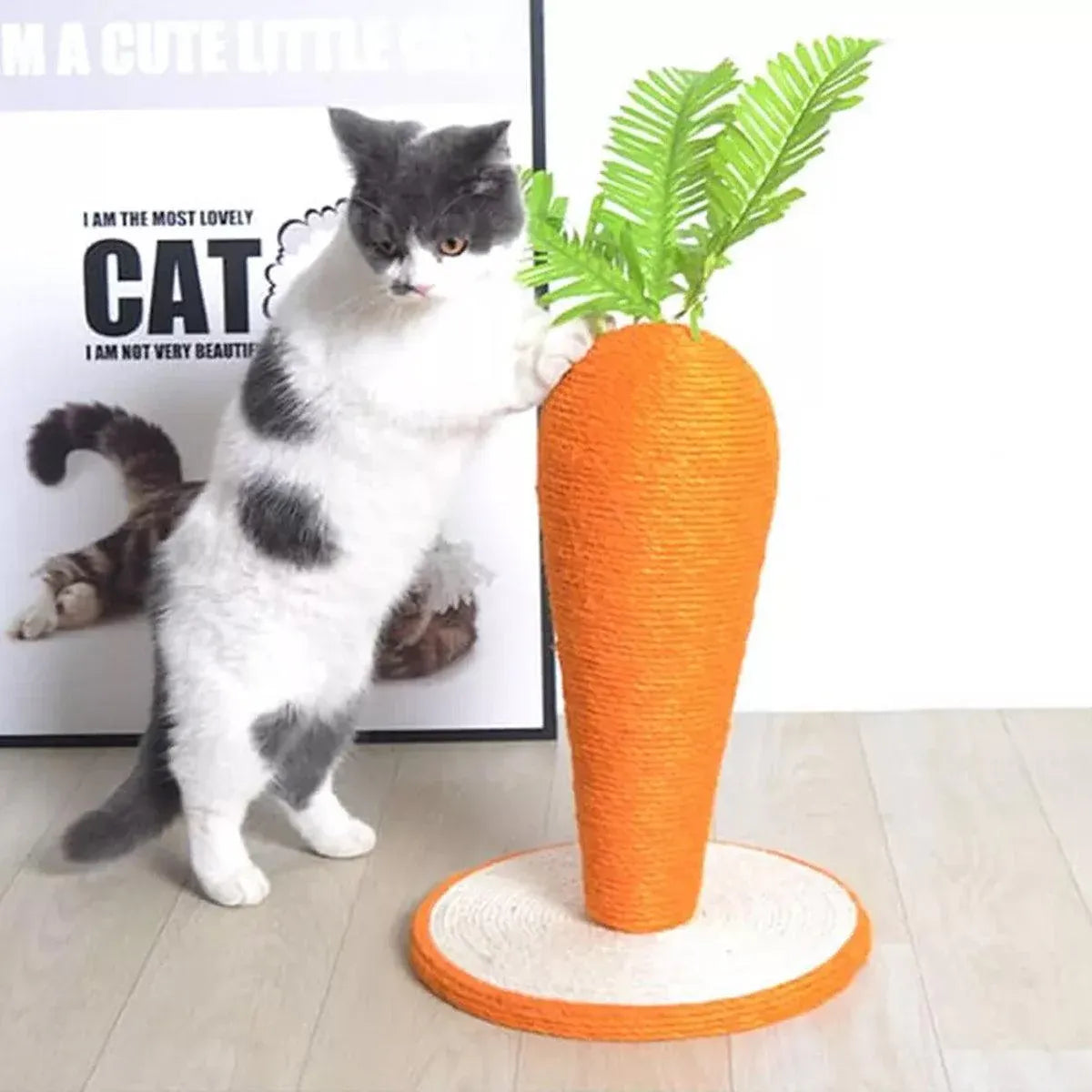 Carrot Cat Scratching Post Vertical Climbing Frame Interactive Toy