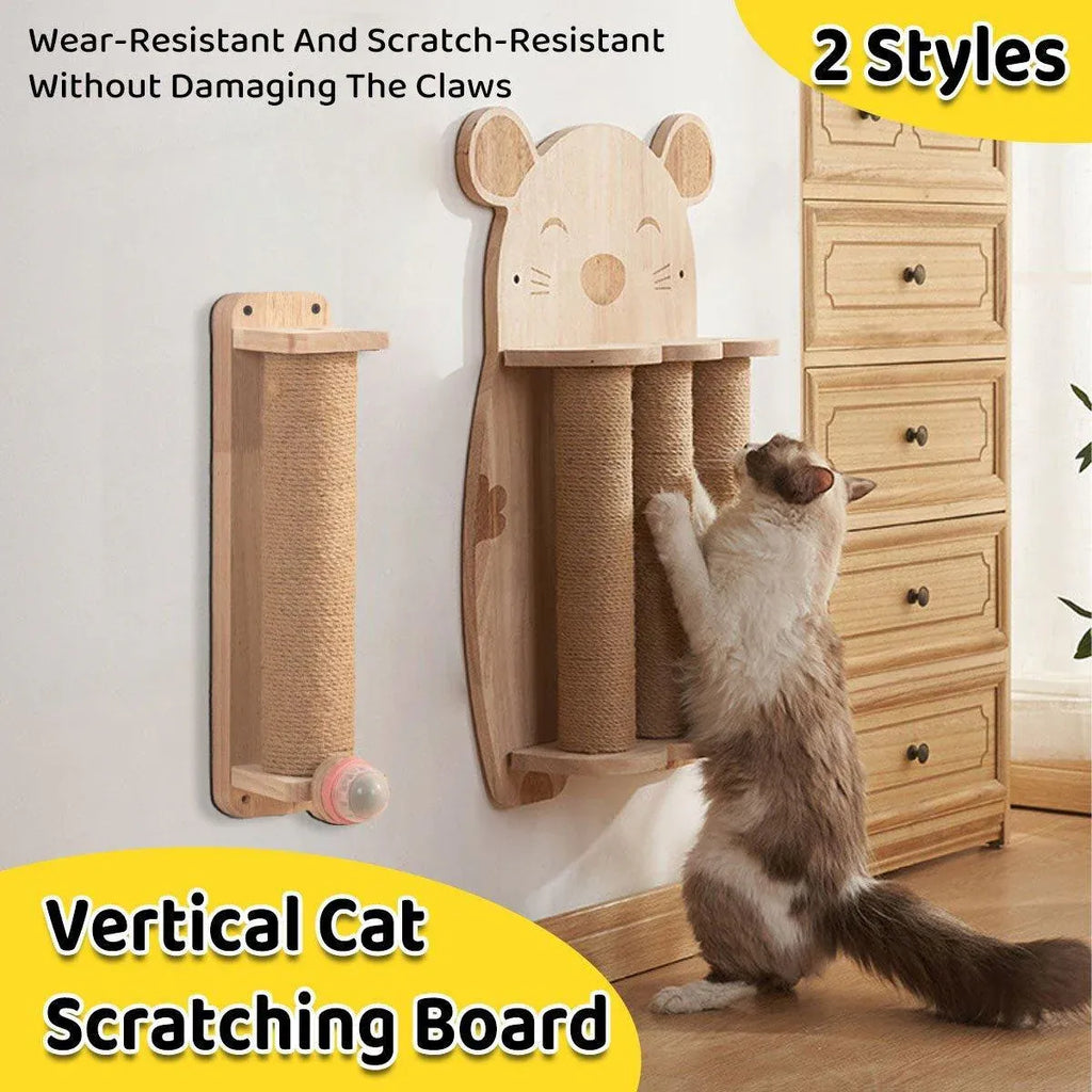 2Style Wood Wall-Mounted Natural Sisal Rope Cat Scratching Claw