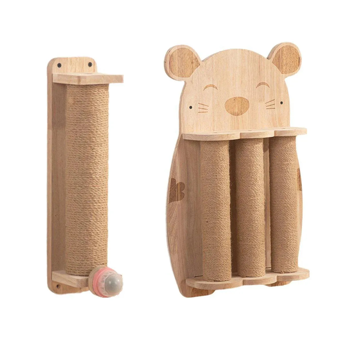 2Style Wood Wall-Mounted Natural Sisal Rope Cat Scratching Claw