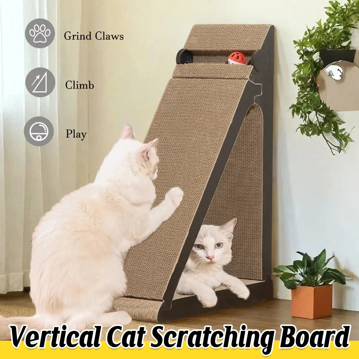 Vertical Triangle Cat Scratcher Wear Resistant Non Shedding Anti