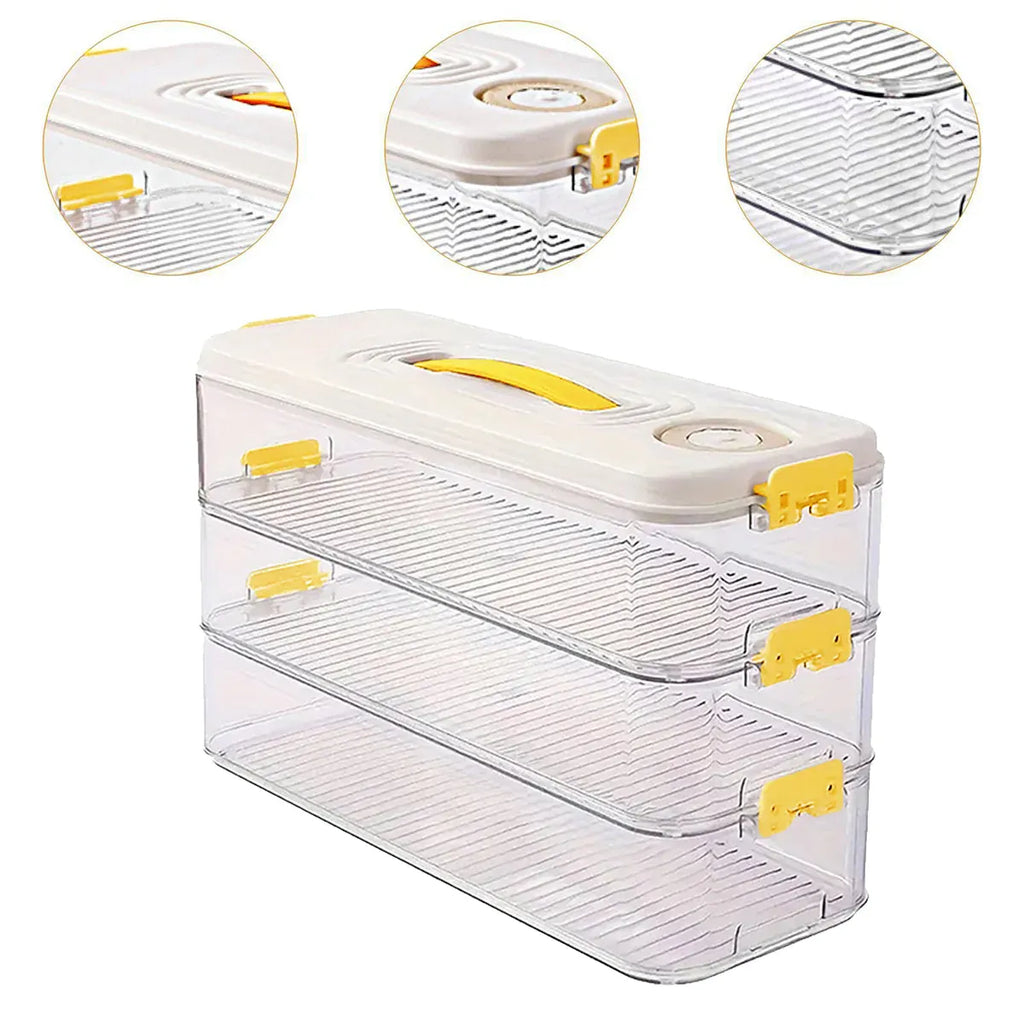 3 Layers Square Food Storage Container with Lid Kitchen