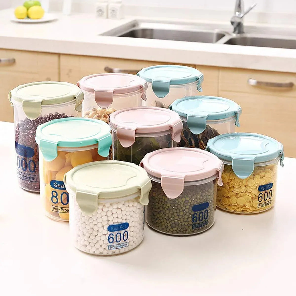 9-Piece Set Food Storage Sealed Lid Container Kitchen Canister