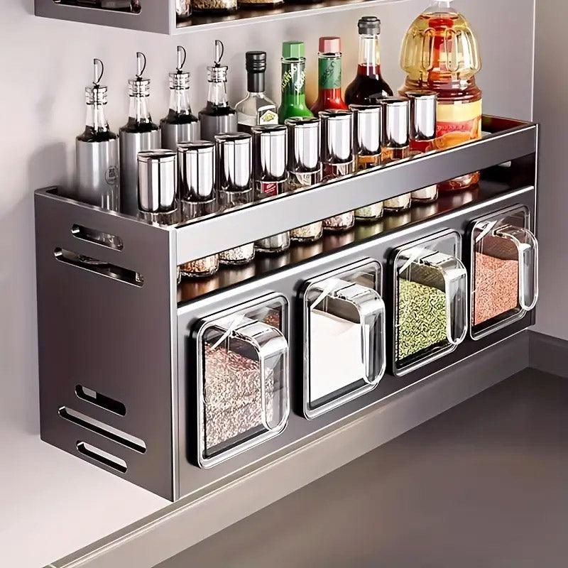 Wall Mounted Kitchen Spice Box Shelf Multifunctional Organiser