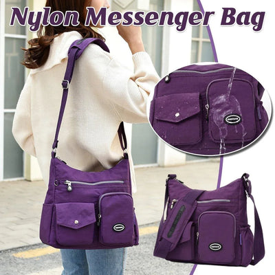 Purple Shoulder Bag Nylon Fabric Crossbody Travel Bag for Women