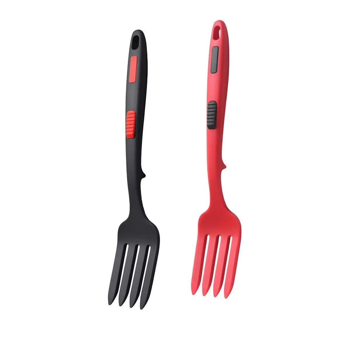 Silicone Cooking Forks, Red and Black, Set of 2