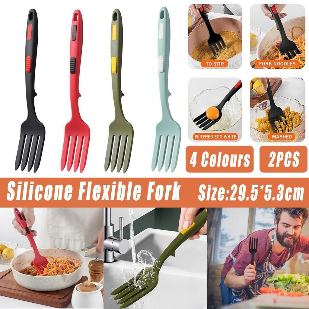 Silicone Cooking Forks, Red and Black, Set of 2