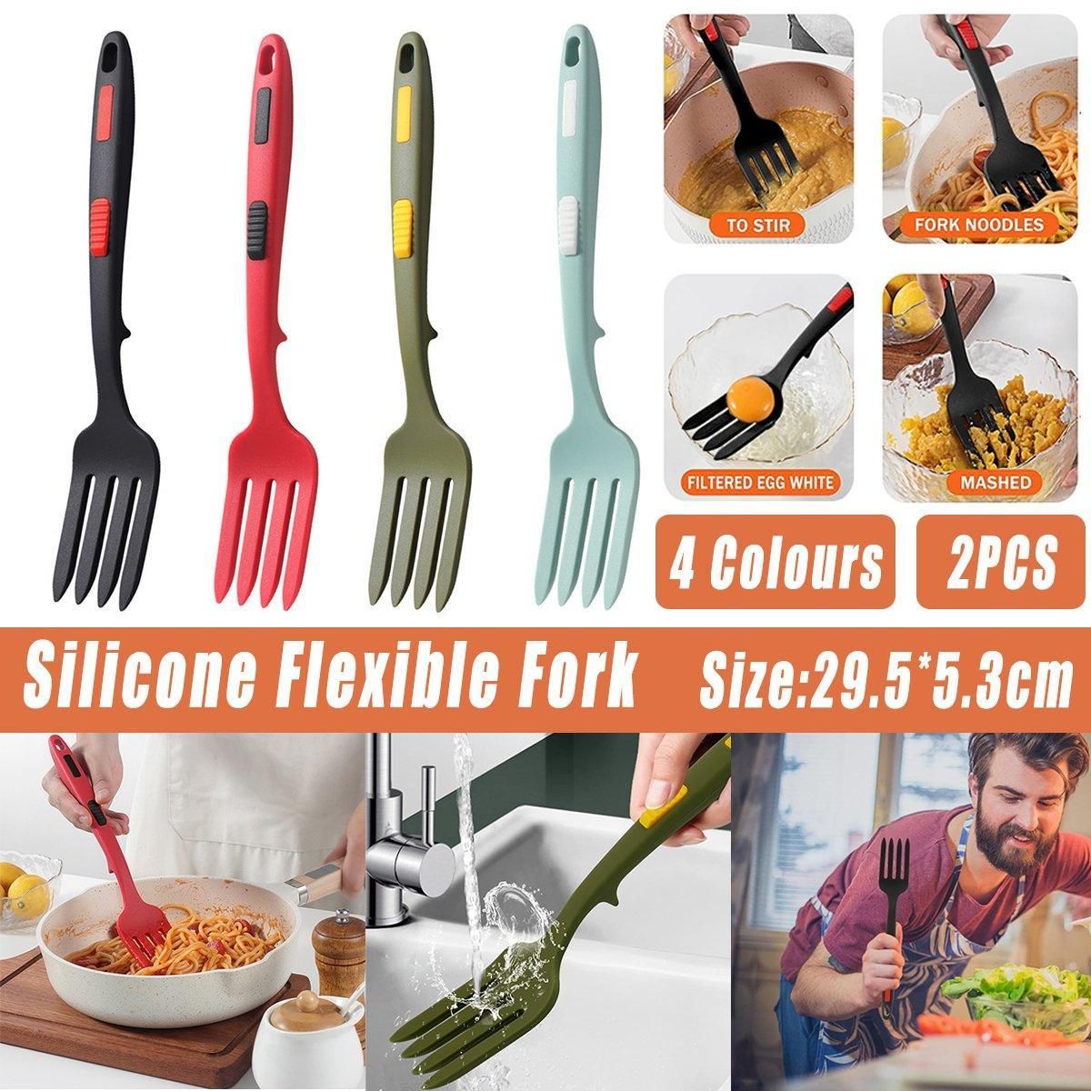 Silicone Cooking Forks, Red and Black, Set of 2
