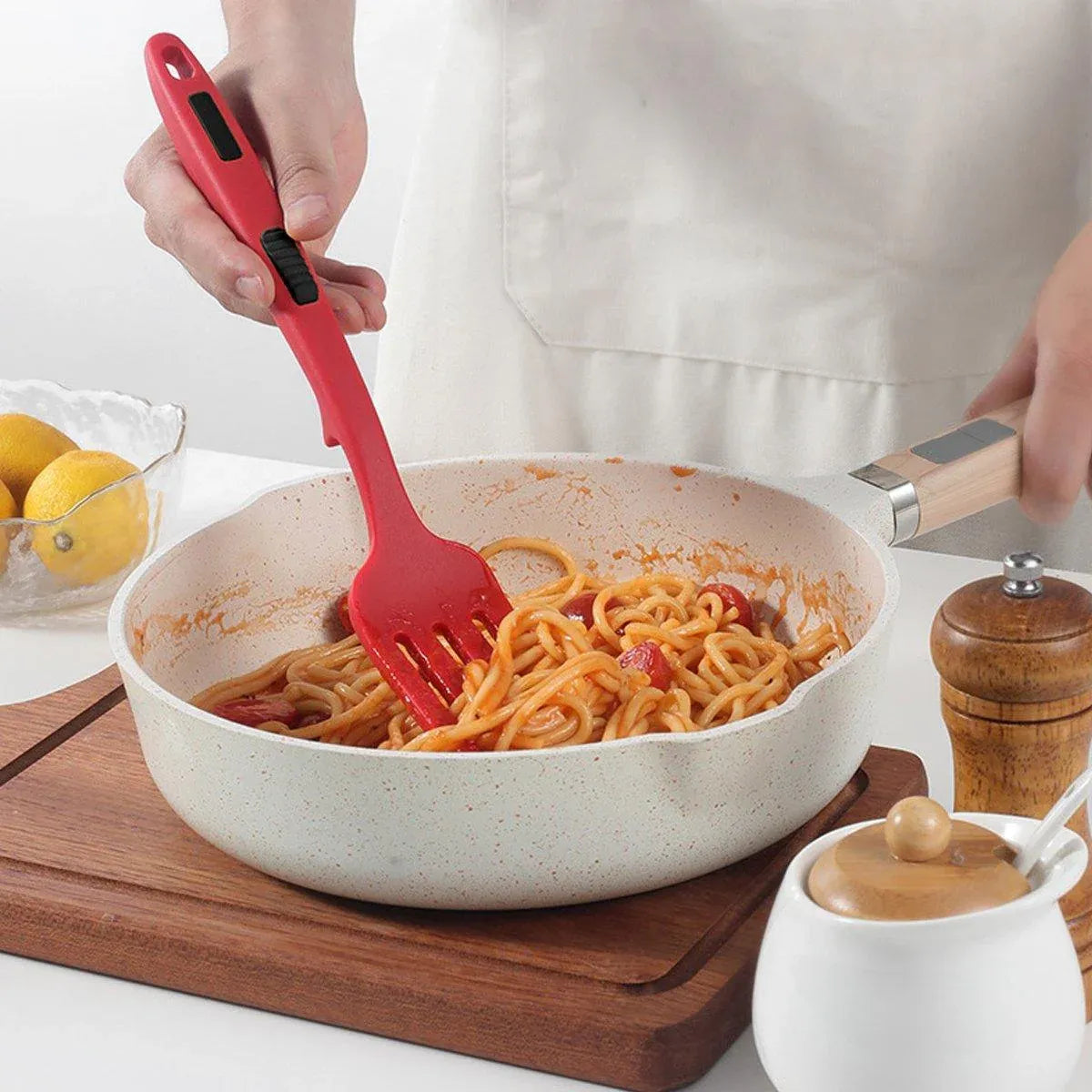 Silicone Cooking Forks, Red and Black, Set of 2