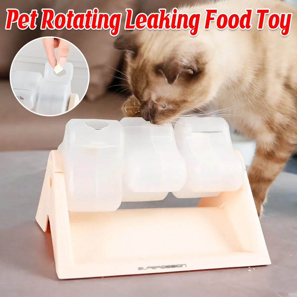 Rotating Cat Treat Dispenser, 20 x 14 x 17.8 cm, shown in a real setting
