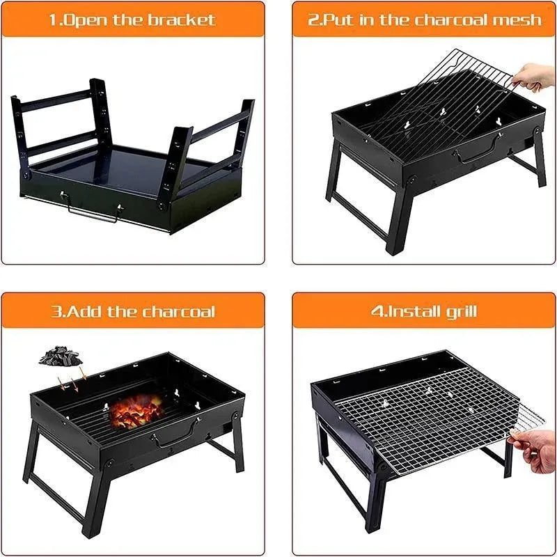 Portable Foldable Charcoal BBQ Grill for Outdoor Camping Picnic
