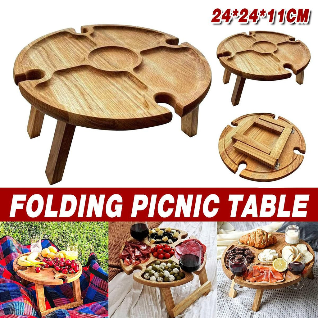 Wooden Folding Snack Serving Tray, 24 cm