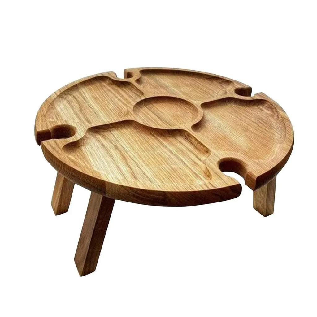 Wooden Folding Snack Serving Tray, 24 cm