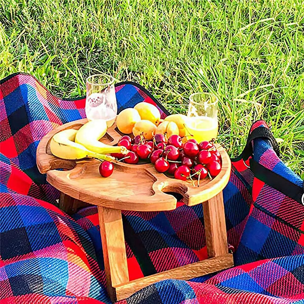 Wooden Folding Snack Serving Tray, 24 cm
