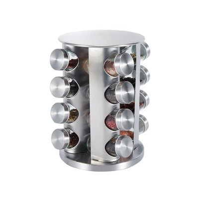 Rotating Multi-Tier Spice Rack with Glass Jars