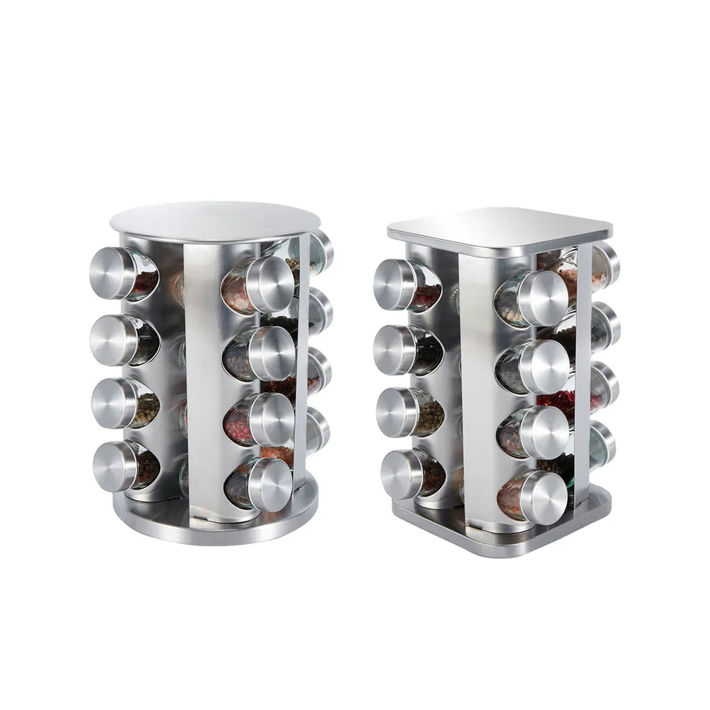 Rotating Multi-Tier Spice Rack with Glass Jars