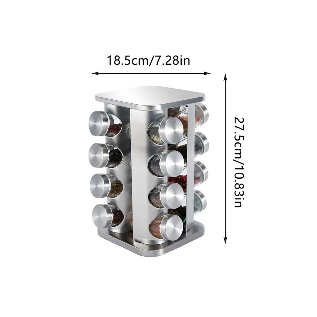 Rotating Multi-Tier Spice Rack with Glass Jars