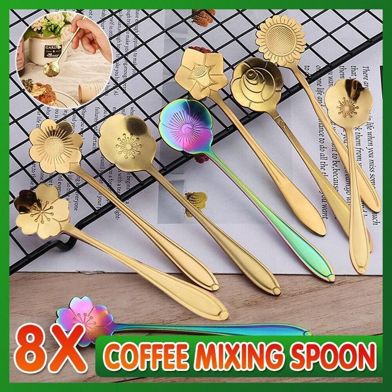 Stainless Steel Teaspoons, 8 Styles, Set of 8