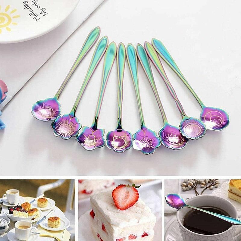 Stainless Steel Teaspoons, 8 Styles, Set of 8