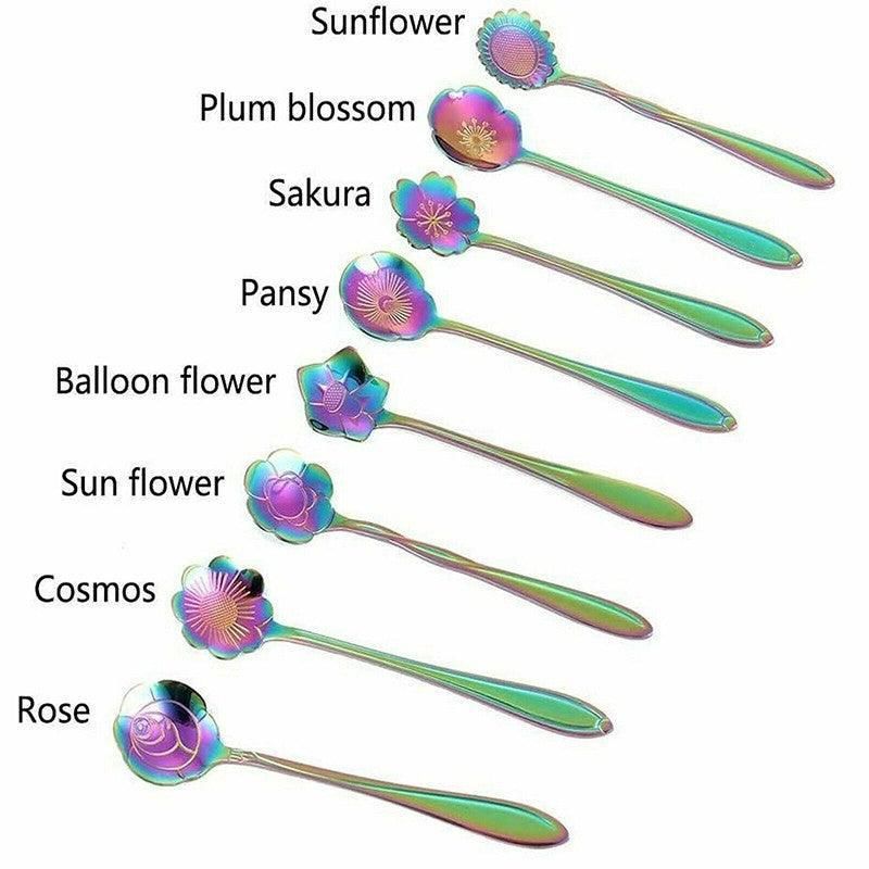 Stainless Steel Teaspoons, 8 Styles, Set of 8