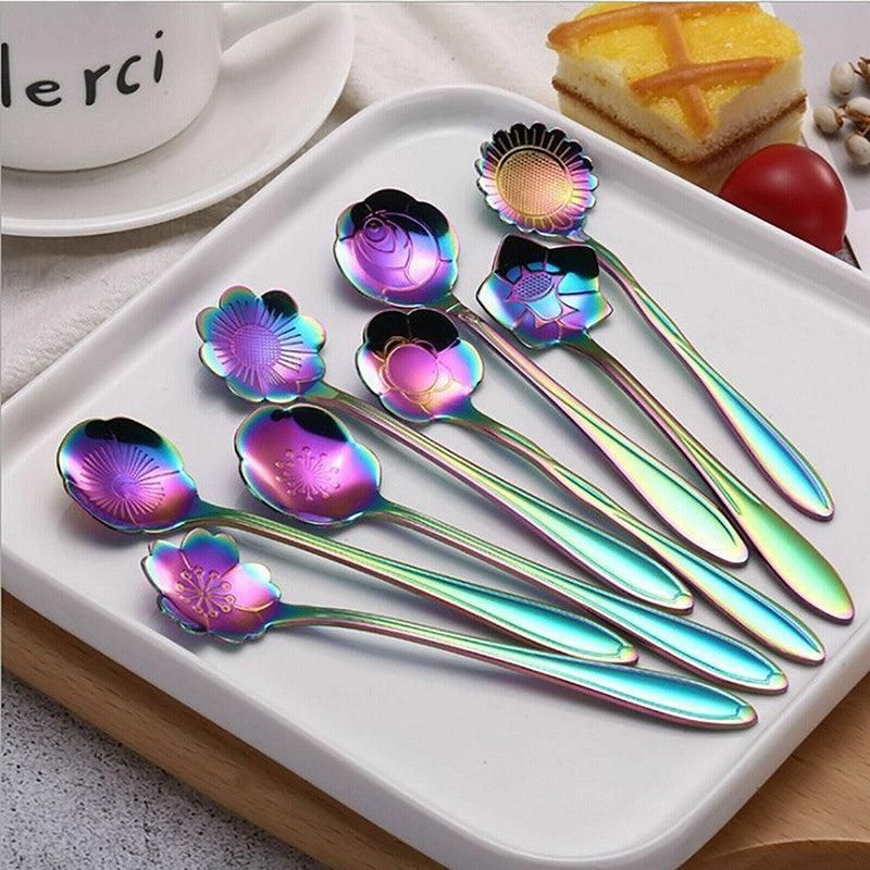 Stainless Steel Teaspoons, 8 Styles, Set of 8