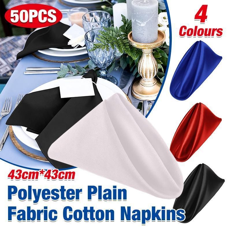Plain Polyester Fabric Napkins, 43 x 43 cm, Pack of 50