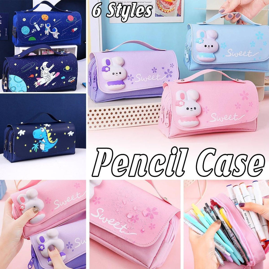 PU Oxford Cloth Zip Pencil Case, 21 x 10 x 6 cm
