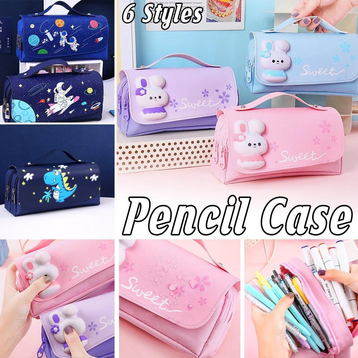 PU Oxford Cloth Zip Pencil Case, 21 x 10 x 6 cm